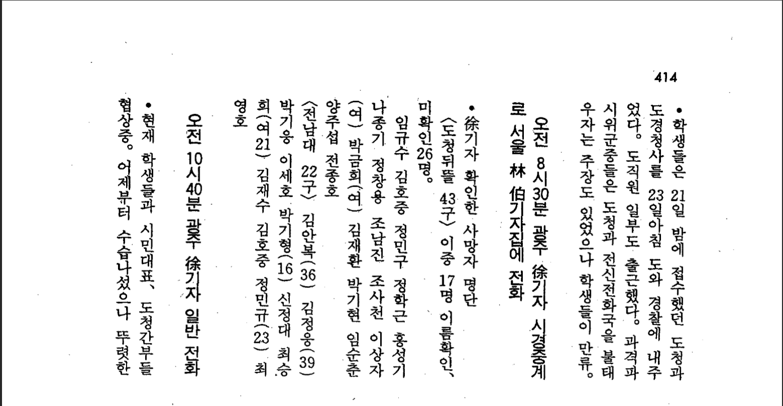 5월 23일 확인된 사망자 명단